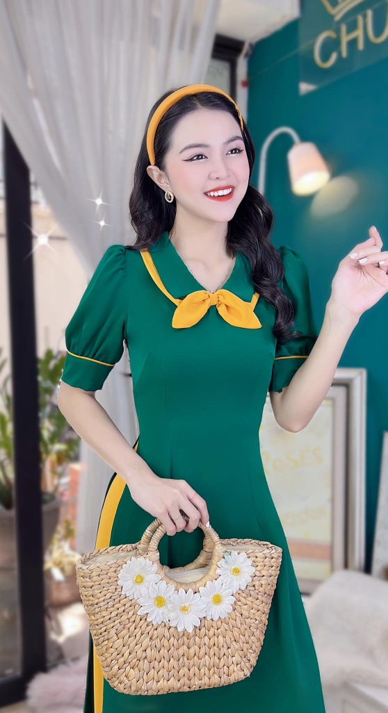 Áo Dài Cổ Đôi AD9144 (áo lẻ)