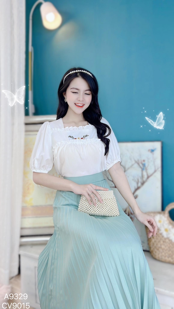 Áo Lụa Hanbok Thêu A9329