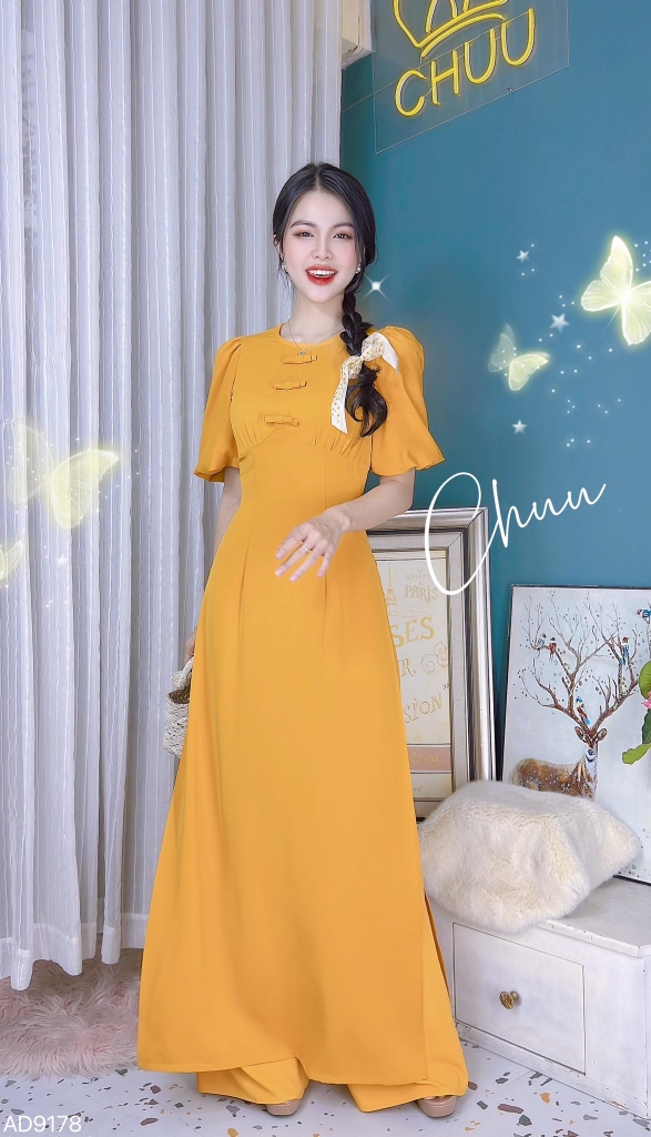 Áo Dài Tay Bồng 3 Nơ AD9178 (áo lẻ)