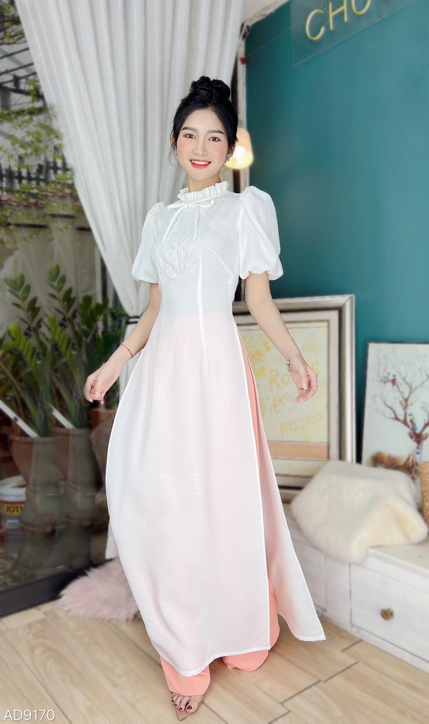 Áo Dài Dứa Cổ Ren Mary AD9170 (áo lẻ)