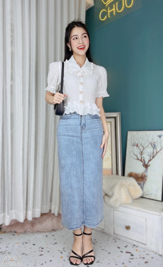 Áo Sơ Mi Xếp Chỉ Chân Bèo A9363