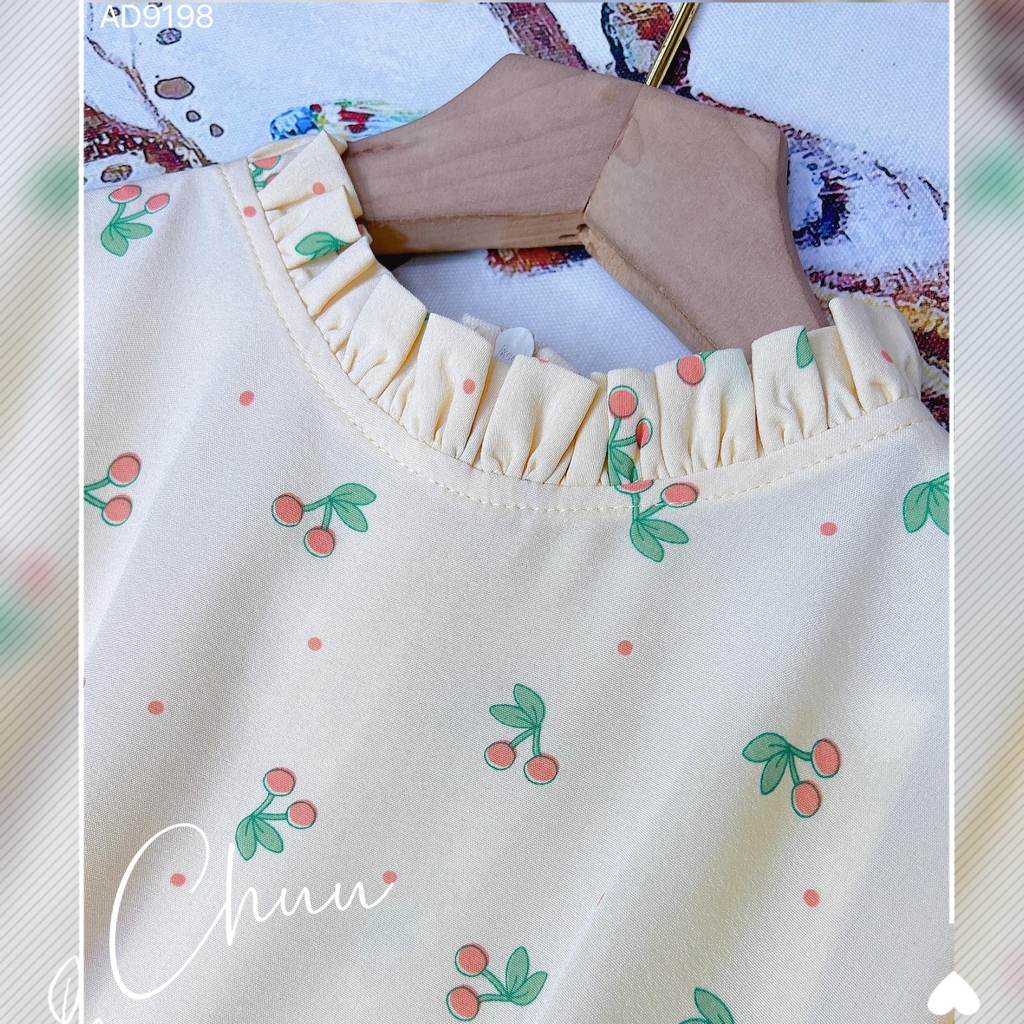 Áo Dài Lụa Nhung Tay Loe AD9198 (áo lẻ)