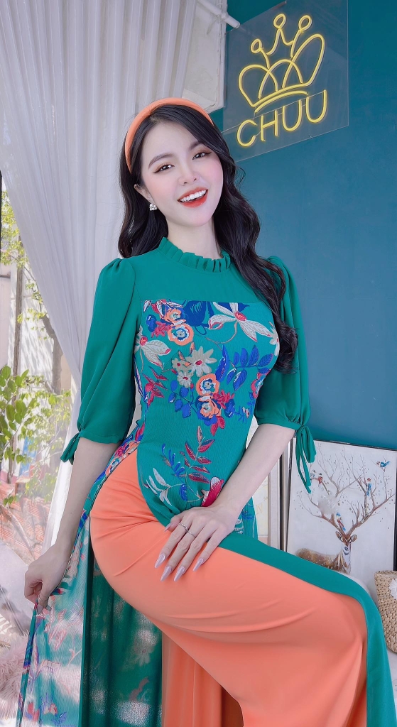 Áo Dài 4T Tay Bồng Nơ AD9151 (áo lẻ)