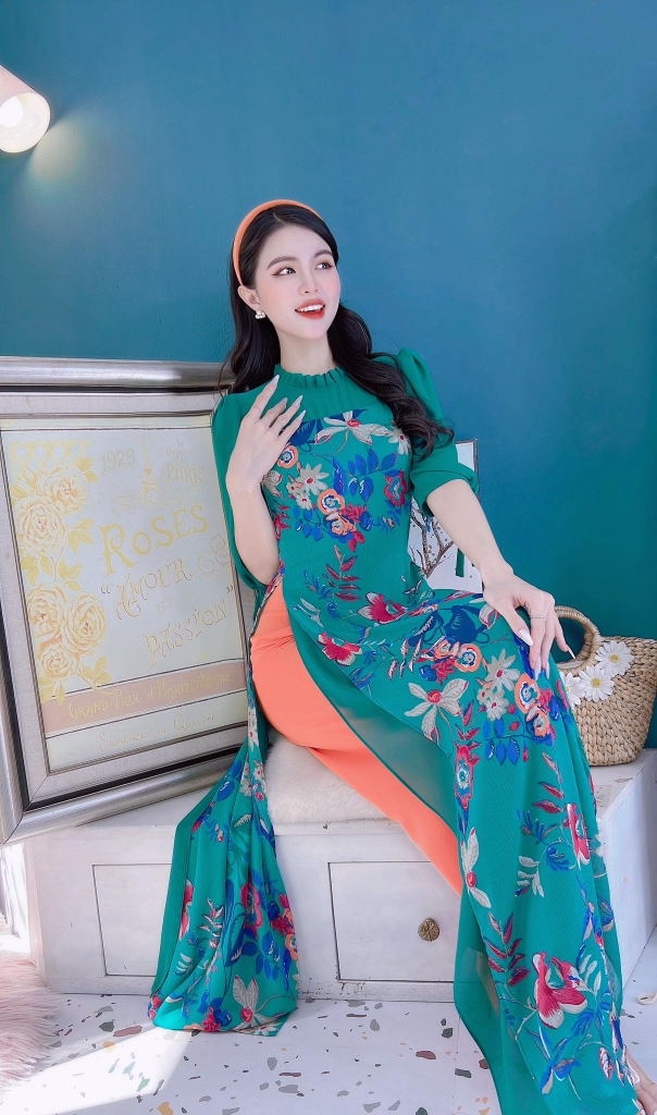 Áo Dài 4T Tay Bồng Nơ AD9151 (áo lẻ)