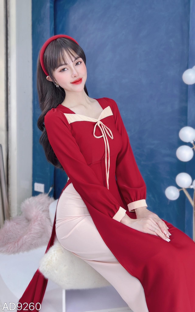 Áo Dài Cổ Lượn Cánh Én AD9260 (áo lẻ)