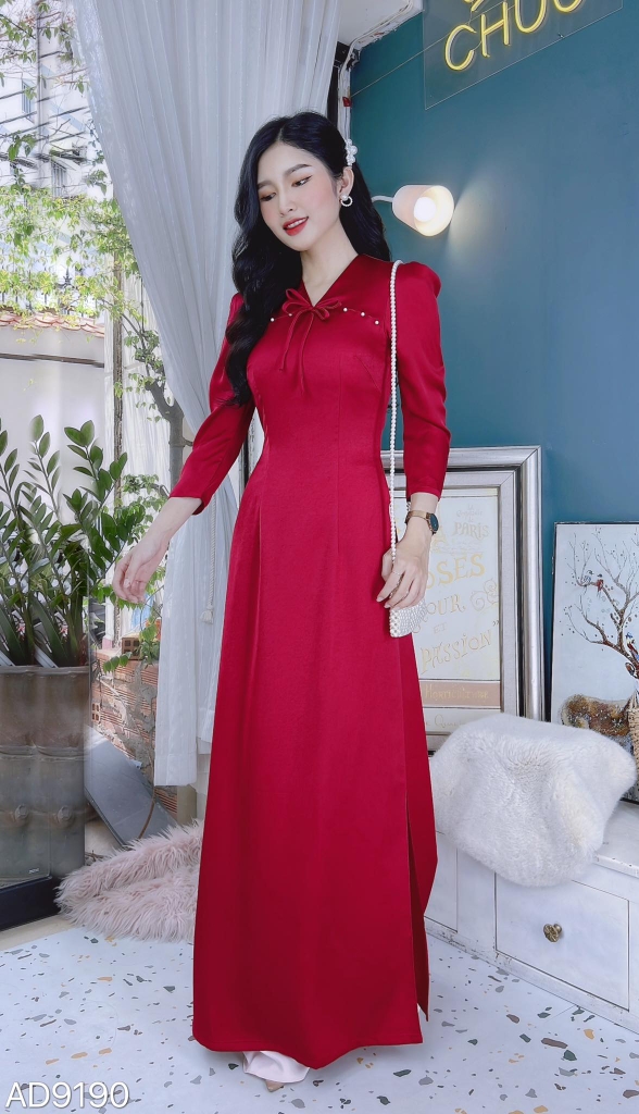 Áo Dài Hoa 4 Cánh AD9190 (áo lẻ)