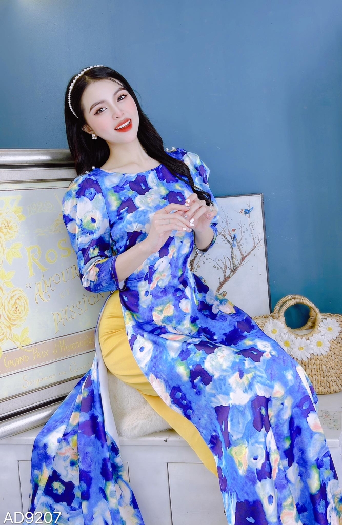 Áo Dài Cổ Thuyền Phi Mờ AD9207