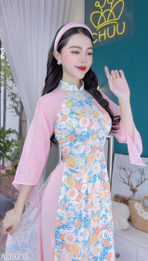 Áo Dài Tay Voan Tam Giác AD9218 (áo lẻ)