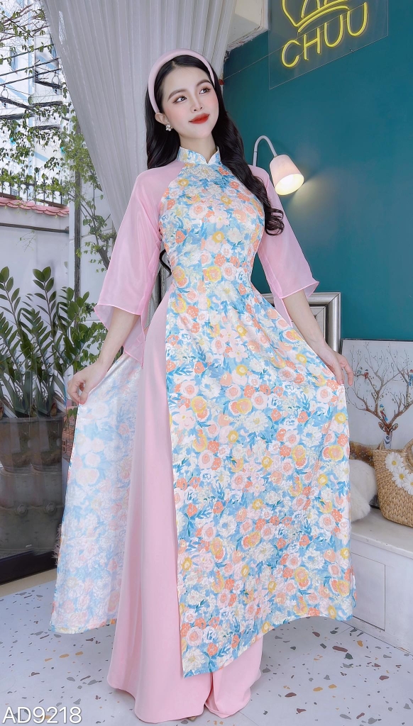 Áo Dài Tay Voan Tam Giác AD9218 (áo lẻ)
