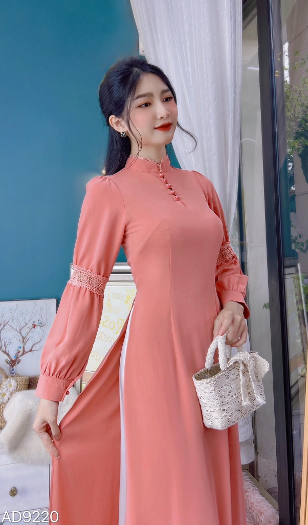 Áo Dài Cổ Tàu Ren Tay Nối AD9220
