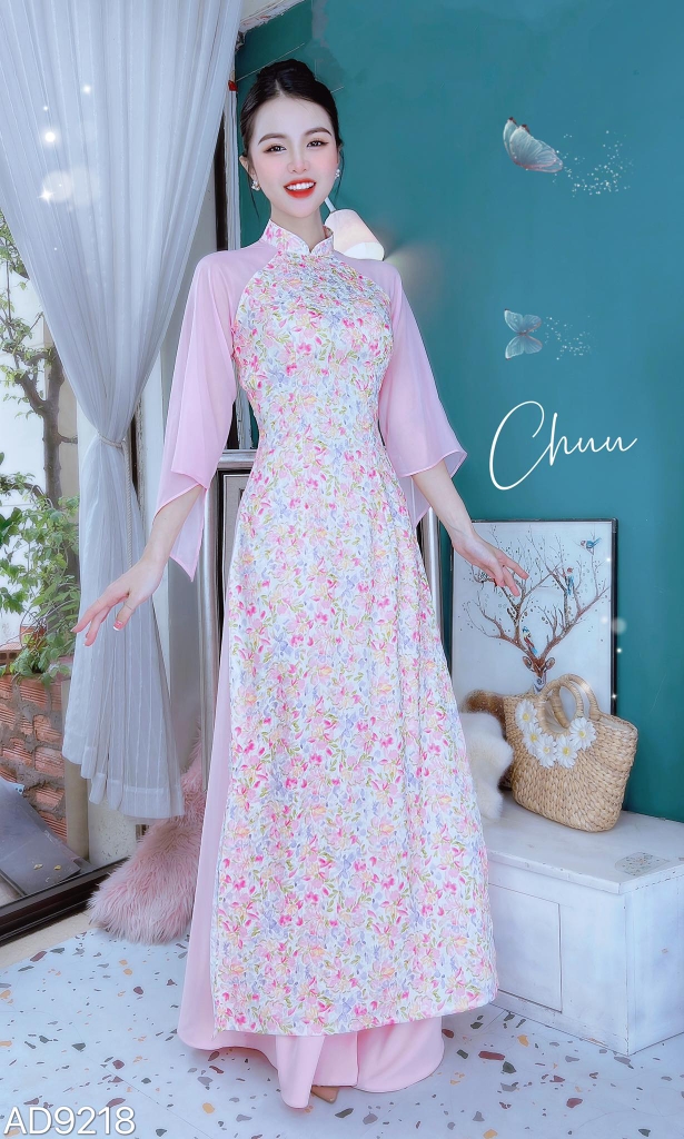 Áo Dài Tay Voan Tam Giác AD9218 (áo lẻ)