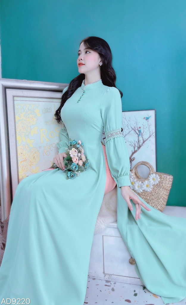 Áo Dài Cổ Tàu Ren Tay Nối AD9220 (áo lẻ)