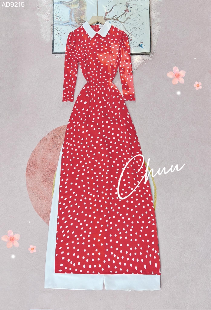 Áo Dài Cổ Đức Nơ Dài AD9215 (áo lẻ)