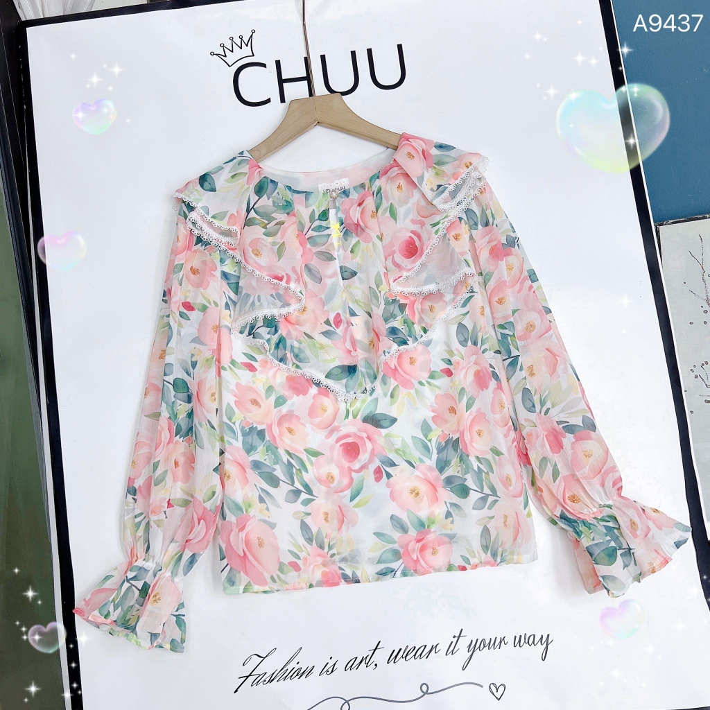 Áo Hoa Bèo Nút Châu A9437