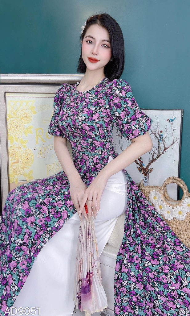 Áo Dài Tay Phồng Chuny AD9051 (áo lẻ)