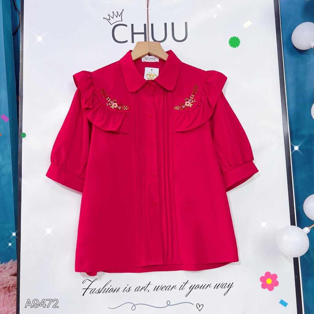 Áo Sơ Mi Thêu Hoa Choco A9472