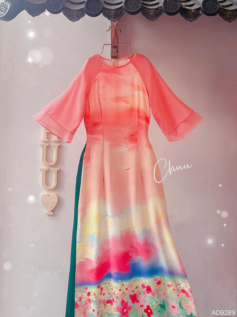 Áo Dài Chân Tranh WaterColor AD9289 (áo lẻ)