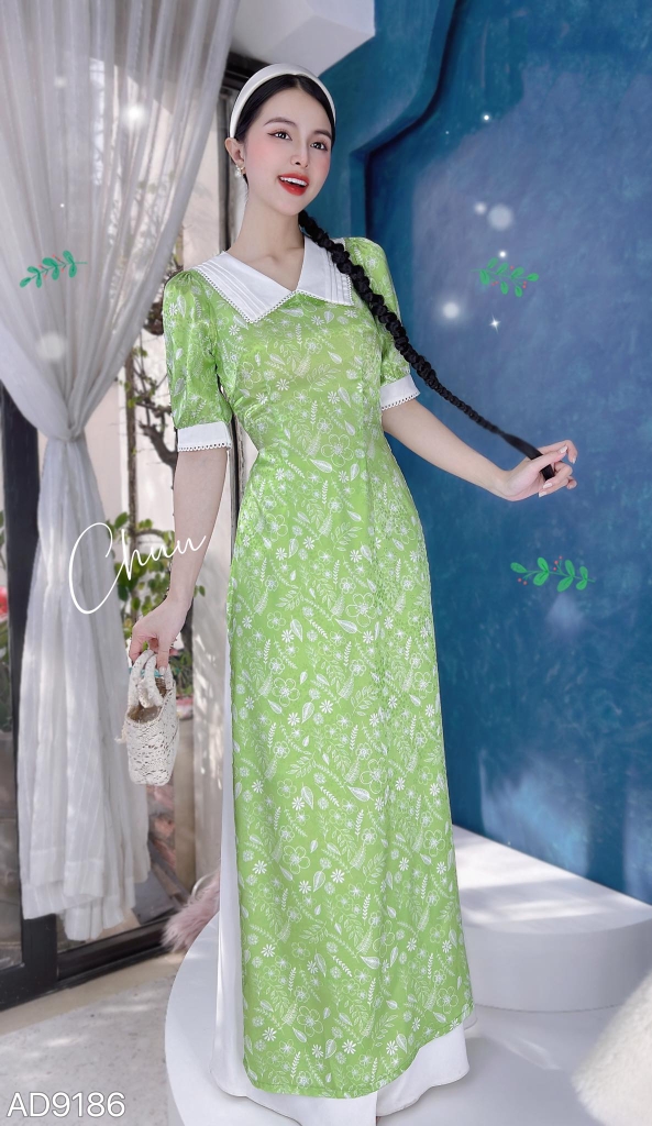 Áo Dài Mango Cổ Xếp Li AD9186 (áo lẻ)