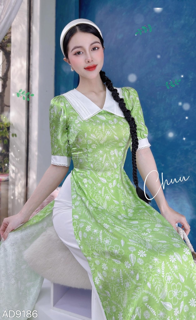 Áo Dài Mango Cổ Xếp Li AD9186 (áo lẻ)