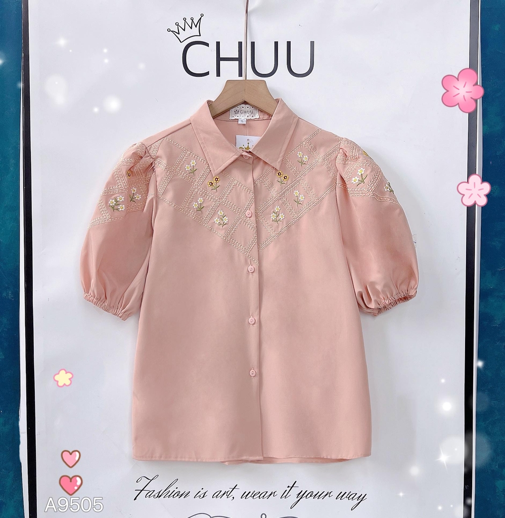 Áo Sơ Mi Thêu Ô Hoa A9505