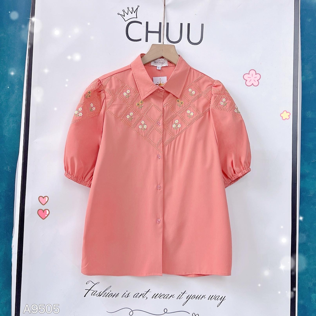 Áo Sơ Mi Thêu Ô Hoa A9505