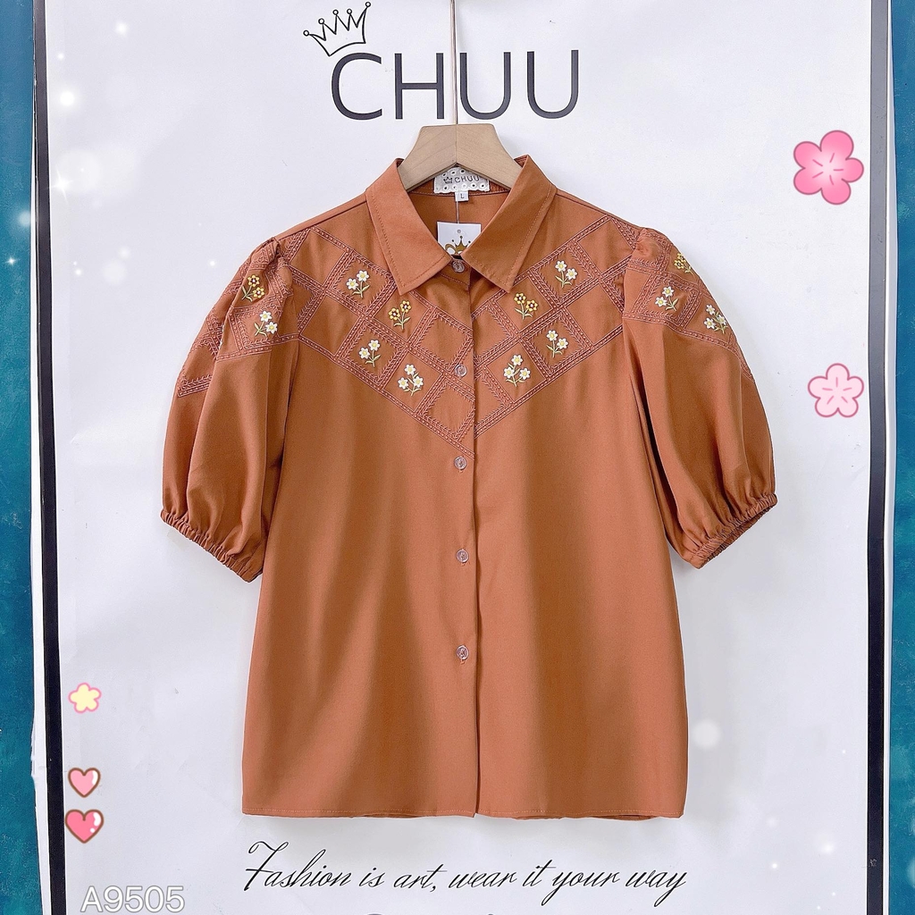 Áo Sơ Mi Thêu Ô Hoa A9505