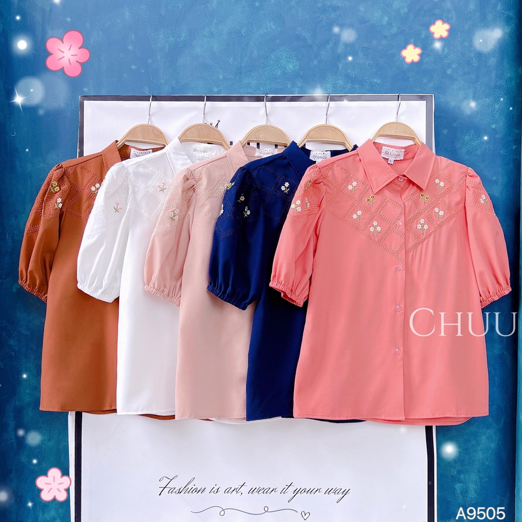 Áo Sơ Mi Thêu Ô Hoa A9505