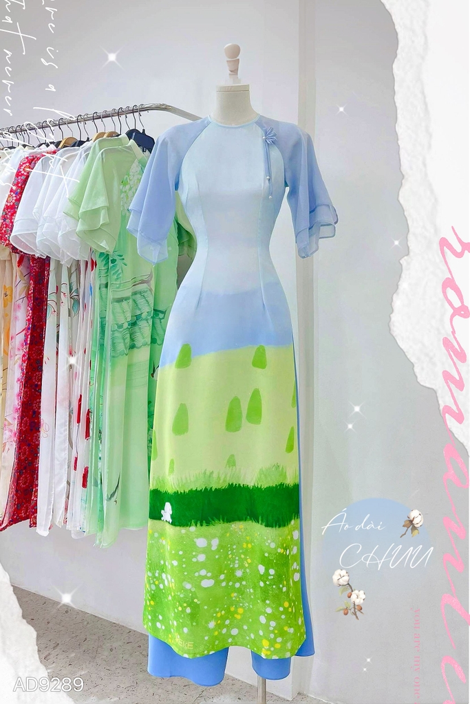 Áo Dài Chân Tranh WaterColor AD9289 (áo lẻ)