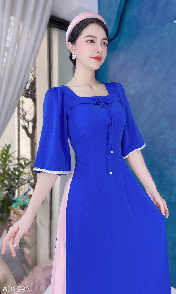 Áo Dài Cổ Vuông Chuồn Chuồn AD9293 (áo lẻ)