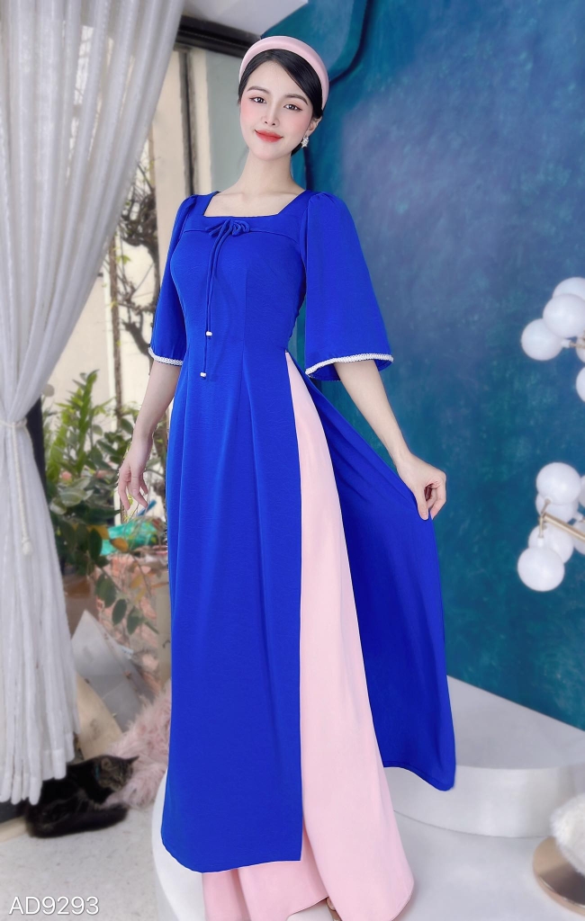 Áo Dài Cổ Vuông Chuồn Chuồn AD9293 (áo lẻ)