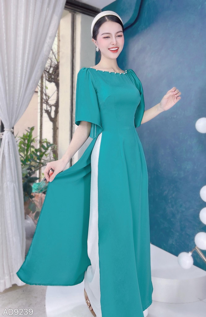 Áo Dài Cổ Thuyền Tay Xéo AD9239 (áo lẻ)