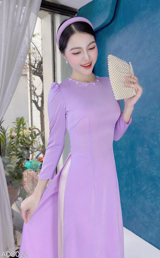 Áo Dài Tay Lửng Cổ Tròn Ngọc AD8022 (áo lẻ)
