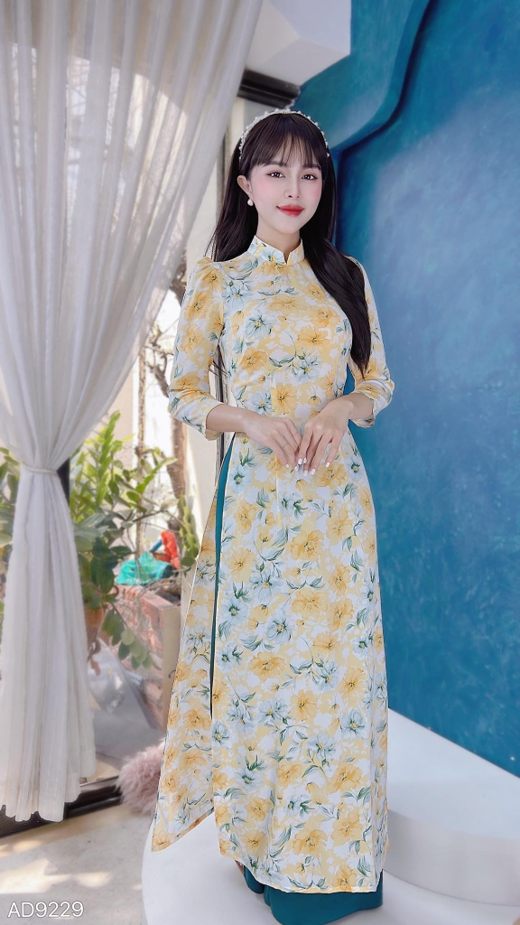 Áo Dài Thạch Anh Truyền Thống Tay Bồng AD9229 (áo lẻ)