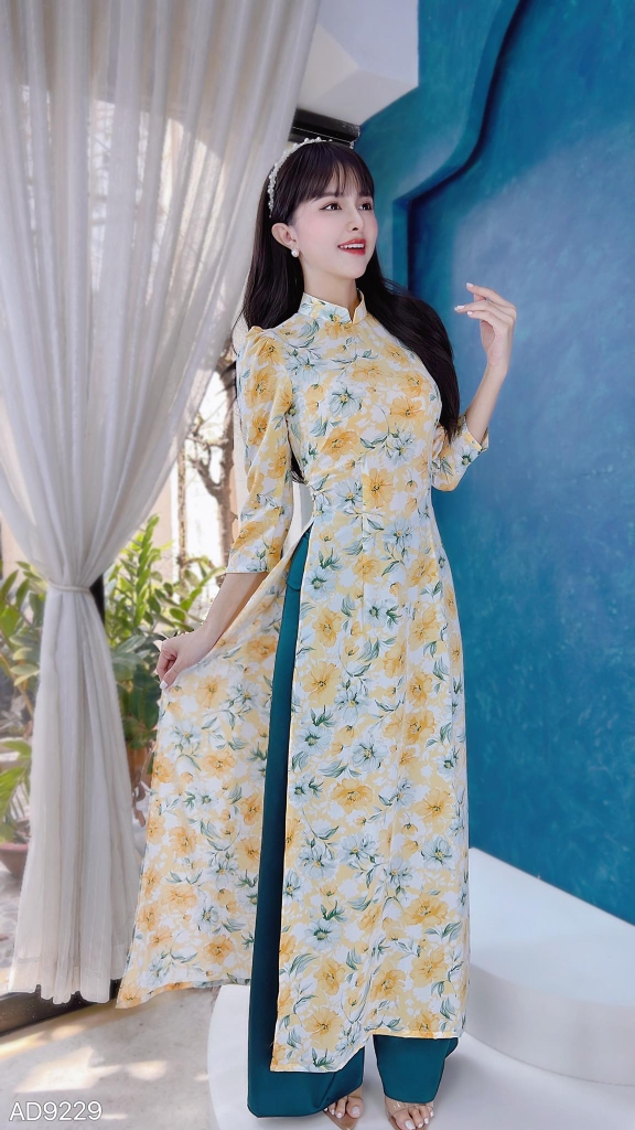 Áo Dài Thạch Anh Truyền Thống Tay Bồng AD9229 (áo lẻ)