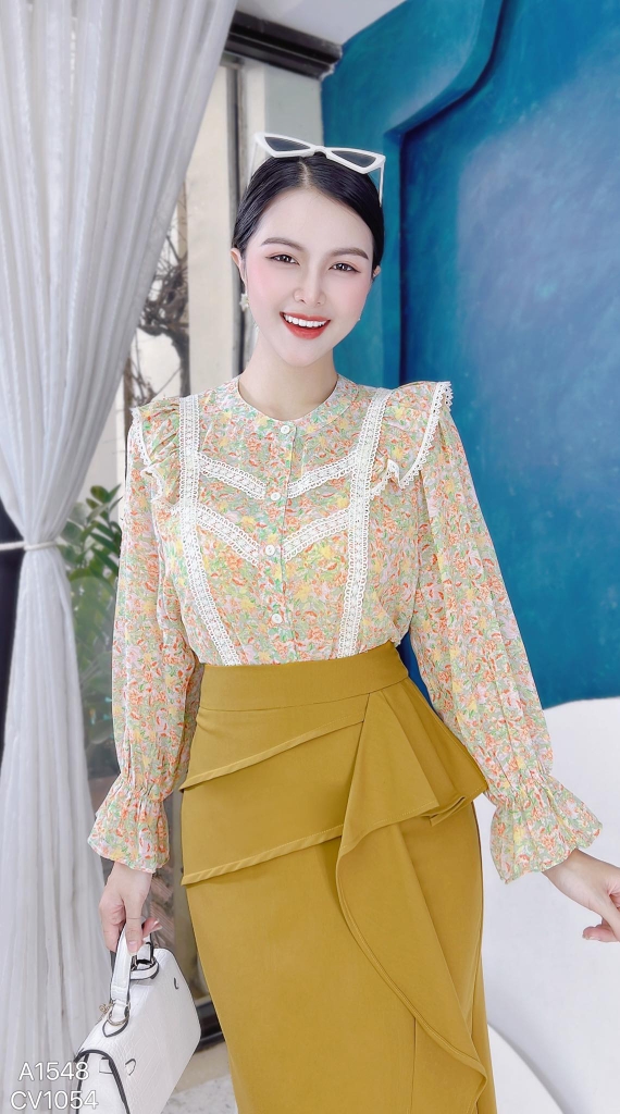 Áo Sơ Mi Ren Nấc Thang A1548