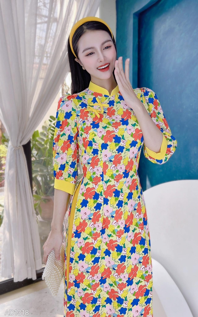 Áo Dài Nơ Nhí Phối Màu AD1318 (áo lẻ)