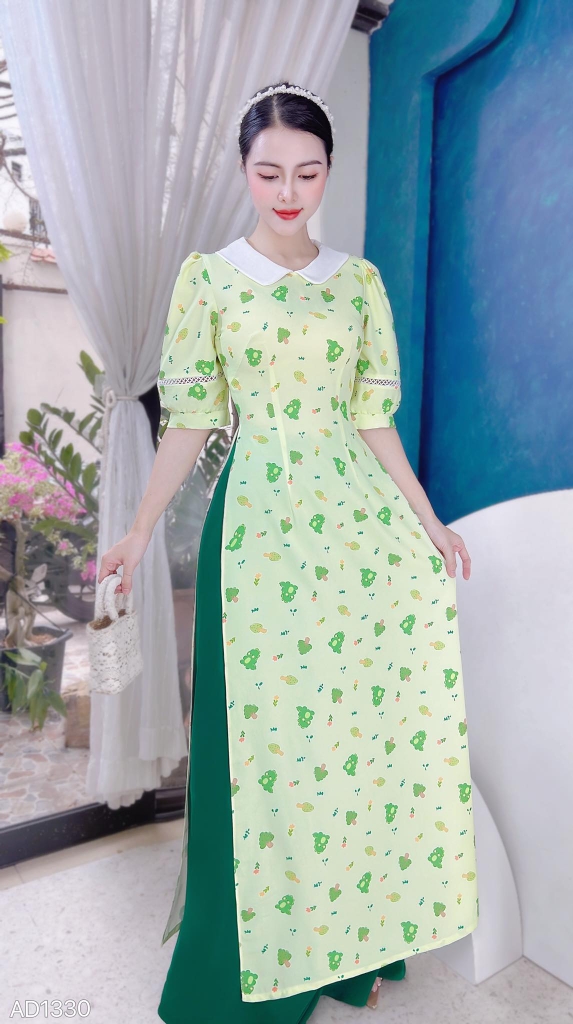 Áo Dài Cổ Sen Tay Ren X AD1330 (áo lẻ)