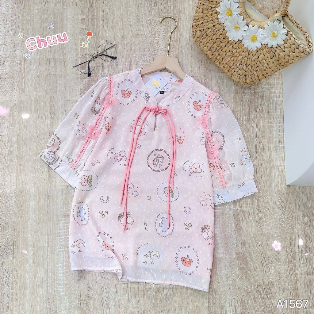 Áo Cổ Tàu Bướm 3D A1567