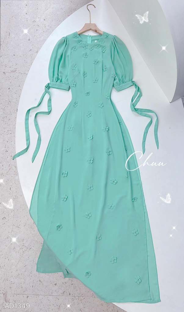 Áo Dài Chiffon Hoa Đỗ Quyên 4T AD1349 (áo lẻ)