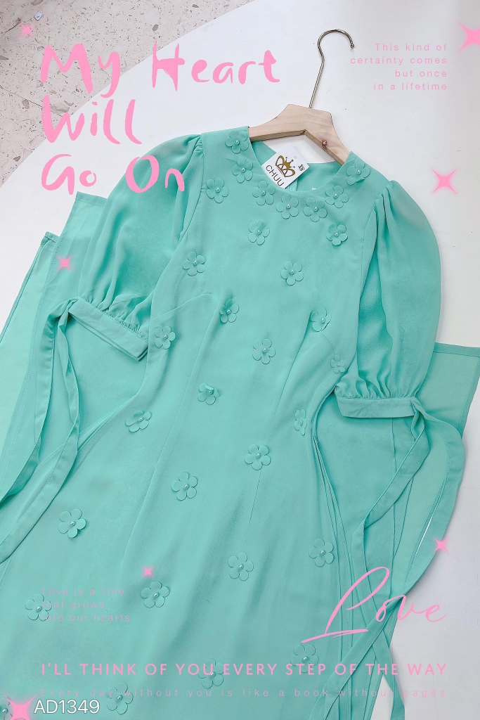 Áo Dài Chiffon Hoa Đỗ Quyên 4T AD1349 (áo lẻ)