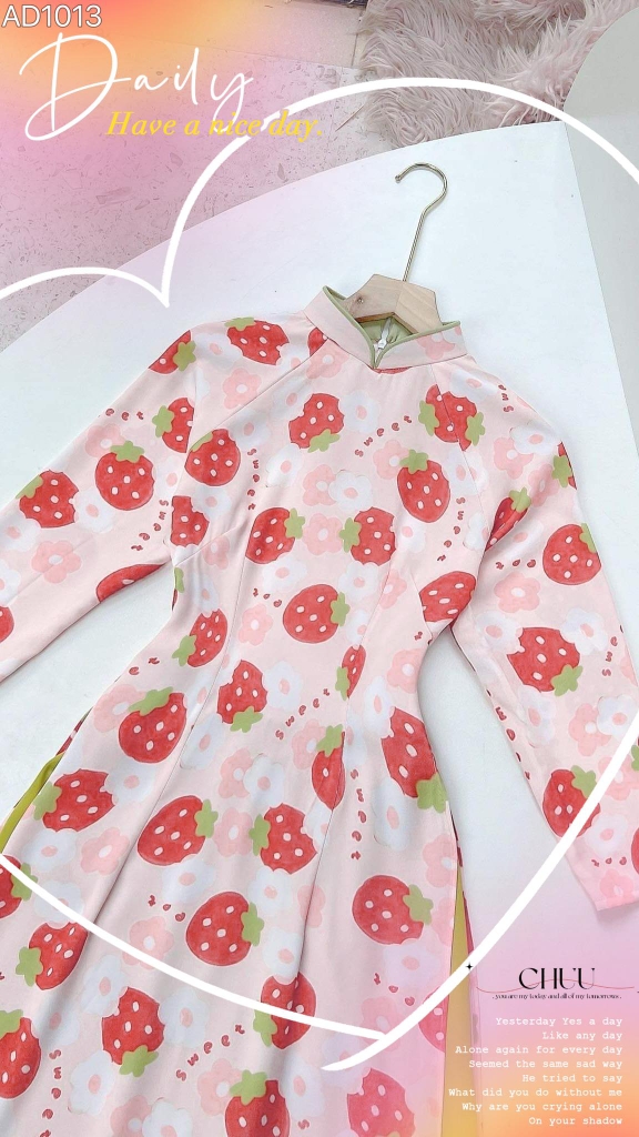 Áo Dài Truyền Thống Họa Tiết AD1013 (áo lẻ)