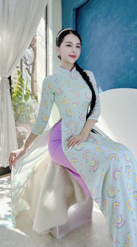 Áo Dài Truyền Thống Họa Tiết AD1013 (áo lẻ)