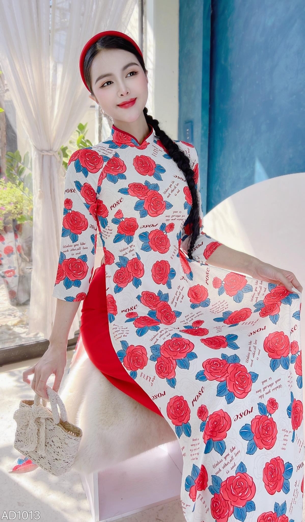 Áo Dài Truyền Thống Họa Tiết AD1013 (áo lẻ)