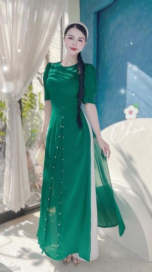 Áo Dài Tăm Tứ Thân 3T Ngọc AD9194 (áo lẻ)