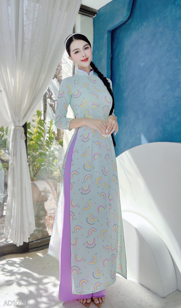 Áo Dài Truyền Thống Họa Tiết AD1013 (áo lẻ)