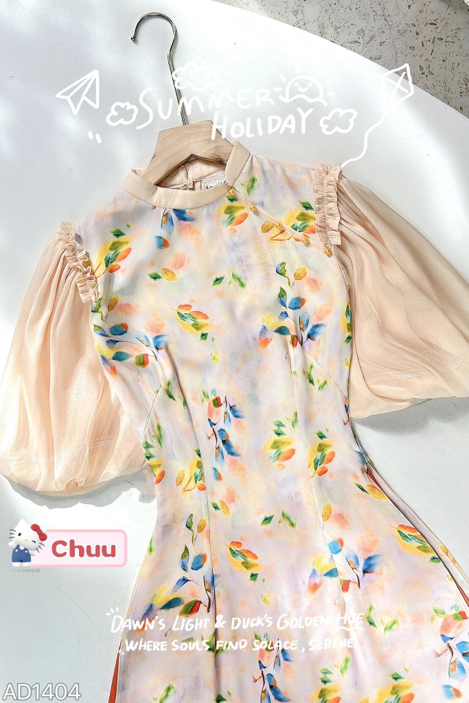 Áo Dài Cổ Xéo Bí Bo AD1404 (áo lẻ)