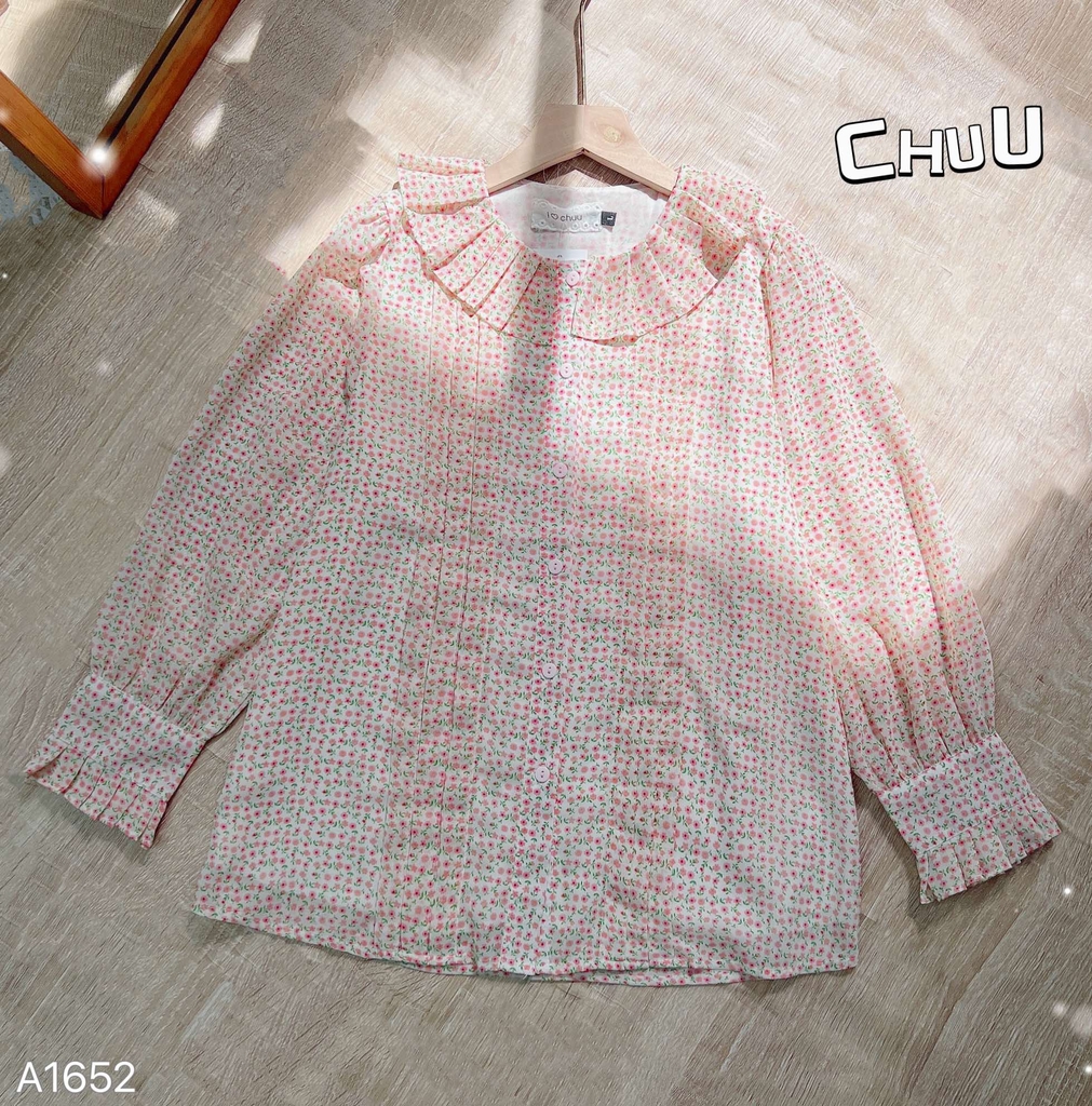 Áo Sơ Mi Voan Hàn Cổ Xếp A1652