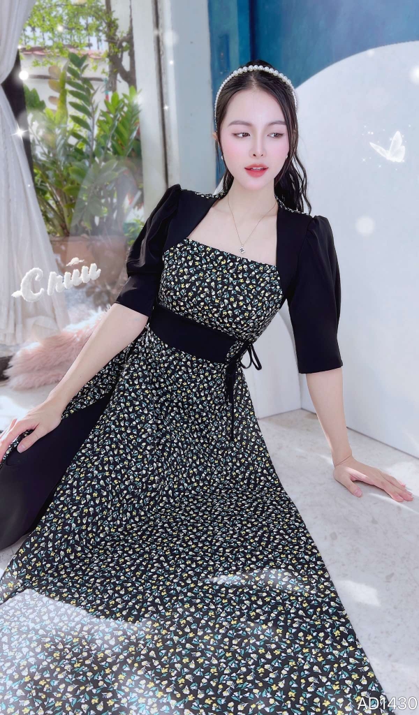 Áo Dài Cột Eo Cổ Vuông AD1430 (áo lẻ)