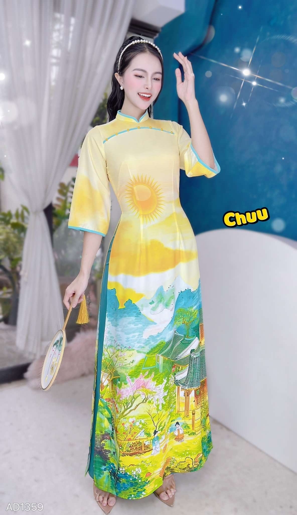 Áo Dài Tranh Cung Đình AD1359 (áo lẻ)