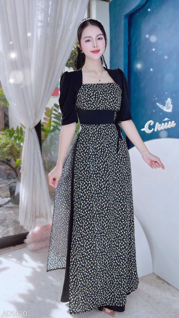 Áo Dài Cột Eo Cổ Vuông AD1430 (áo lẻ)